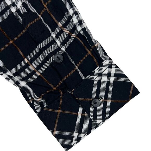 New Sanctuary Men Black Plaid Shirt Casual Classic Long Sleeve Button Down US M - Picture 7 of 13